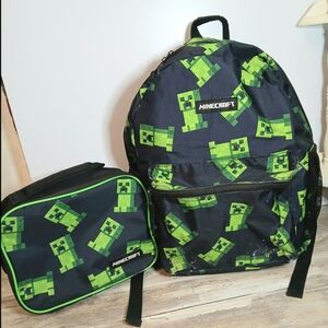 Minecraft Creeper Backpack & Matching Lunch Kit Set — Creeper Print (Old Navy)